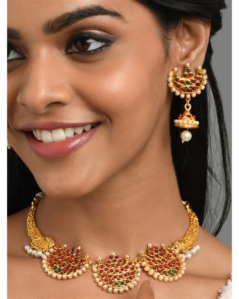 Ruby Emerald Gold Plated Temple South Indian Jewellery Set – toniq-fashion
