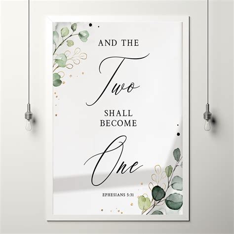Ephesians 5:31 'Two Shall Become One' Bible Verse Christian Wedding Si ...