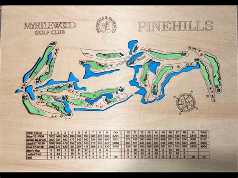 Custom Golf Course Map Engraved - Myrtle Beach SC - Myrtlewood ...