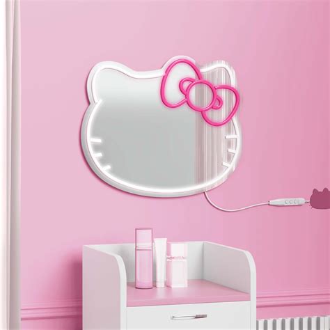 BUXWANL Hello Kitty LED Mirror - Adjustable Brightness, USB Powered ...