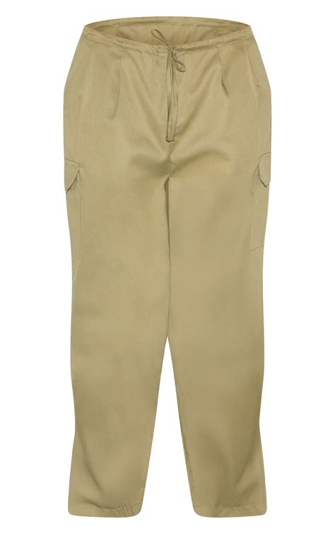 Plus Khaki Tie Waist Cargo Pant | Plus Size | PrettyLittleThing USA