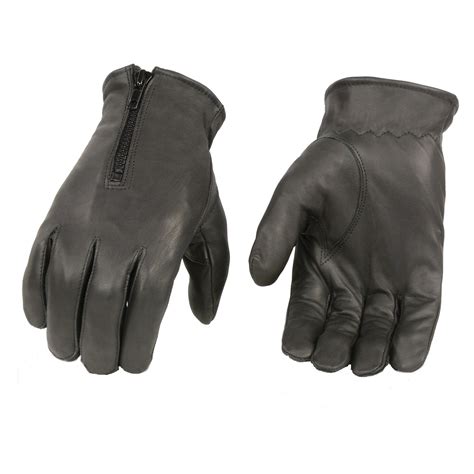 Men's Black Zipper Lambskin Leather Gloves - LeatherDrive