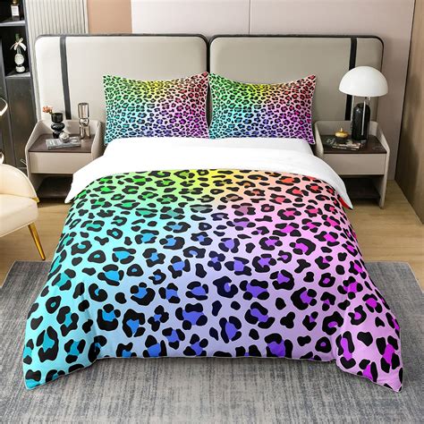 YST 100% Organic Cotton Colorful Cheetah Duvet Cover Queen,Leopard ...