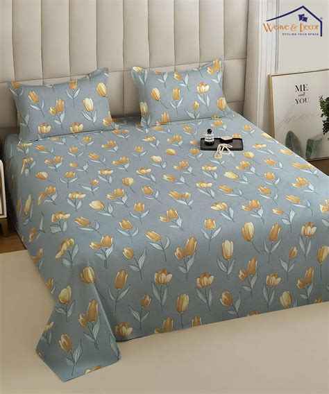 Yellow Whisper Flat Double Bedsheet With 2 Pillow Covers – Weave & Decor