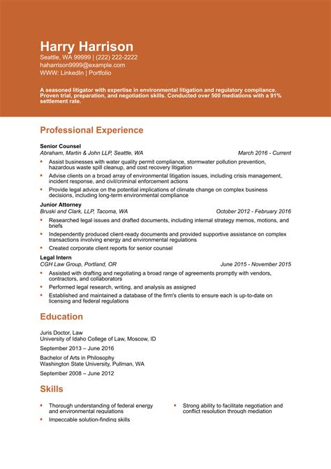 25 Best Attorney Resume Examples and Templates for 2025 - ResumeBuilder.com