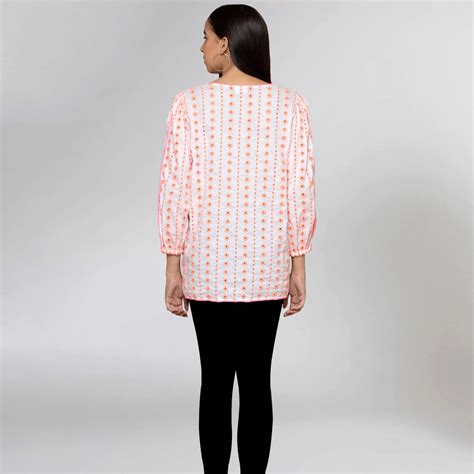 Neon Orange Eyelet Top | First Resort by Ramola Bachchan