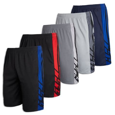 5 Pack: Men's Mesh Athletic Performance Gym Shorts with Pockets (S-3X ...