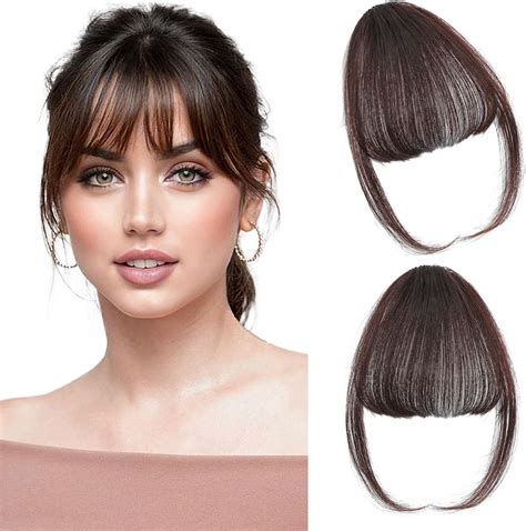 Amazon.com : LNERATO Clip in Bangs 100% Real Human Hair Fake Bangs Hair ...