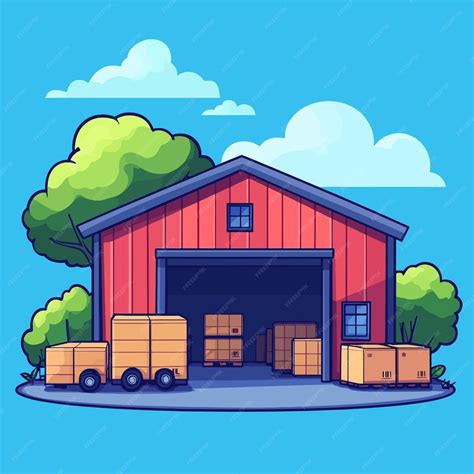 A cartoon drawing of a house with a truck and a truck in front of it ...