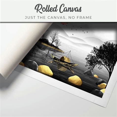 Canvas Painting - Black Golden Stones Golden Boat – SkinsLegend