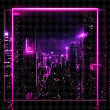 Png cyberpunk city frame with dash logo skyscrapers and neon sig y2k ...
