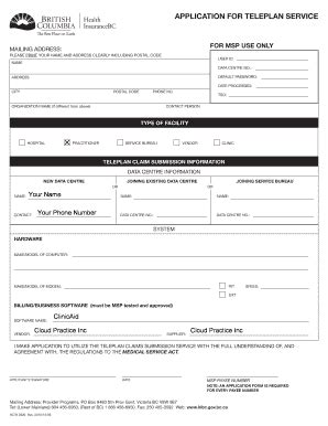 Fillable Online clinicaid Application for Teleplan Service ...
