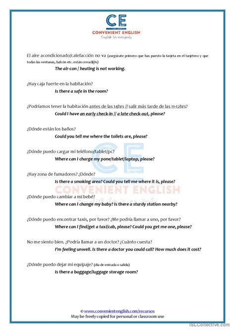 ACCOMMODATION - Cheat Sheet Spanish-…: Deutsch DAF Arbeitsblätter pdf & doc