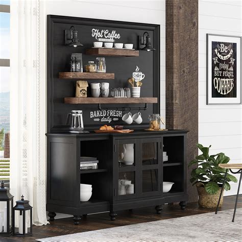 Davis Farmhouse Black Home Coffee Bar Station