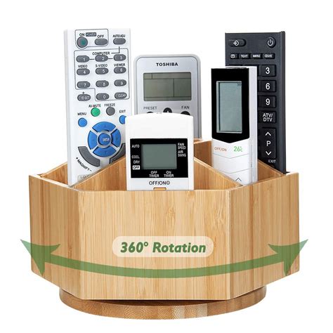 Bamboo Rotating TV Remote Control Holder Organizer,Remote Control Caddy ...