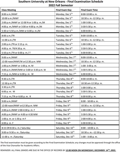 Bing Final Exam Schedule - Surveys Hyatt