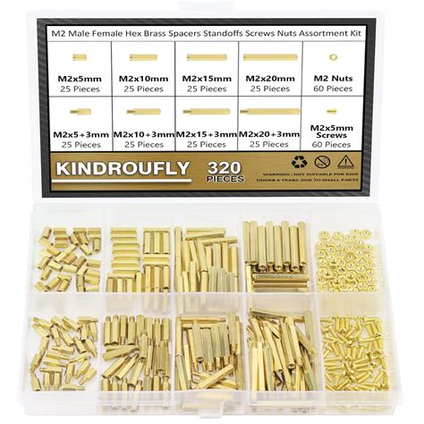 320 Pieces M2 Male Female Hex Brass Standoffs Spacers Screws Nuts Kit ...