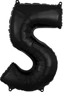 Wanna Party 26 Inch Big Black Balloons Numbers 5, Foil Helium Digital ...