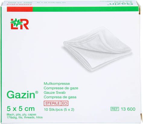 Gazin Dressings 5 x 5 cm 8-Ply Sterile, 5 x 2 Items : Amazon.es: Salud ...