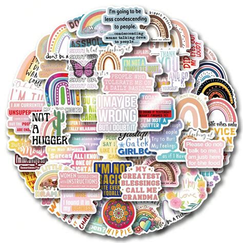 60PCS Boho Sarcastic Quotes Stickers Vinyl Aesthetics Stickers ...