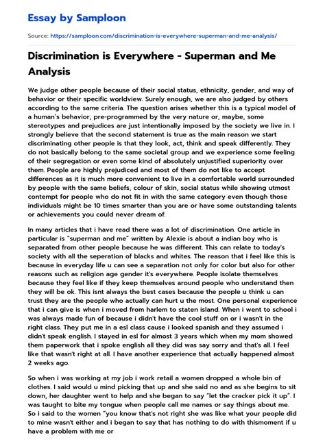 ≫ Discrimination is Everywhere - Superman and Me Analysis Free Essay ...