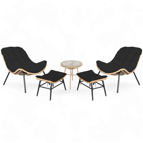 UPHA Patio Chairs Set of 4 Wicker Gray Stainless Steel Frame Stationary ...