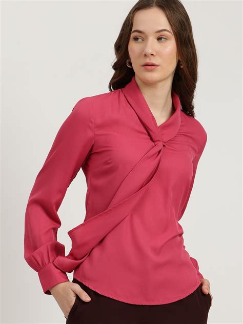 Buy Pink Shawl Neck Top Online | FableStreet