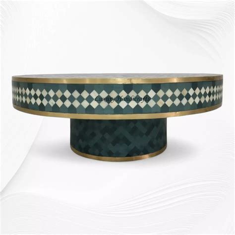 Floral Vines Bone Inlay Round Coffee Table Green – Luxury Handicrafts