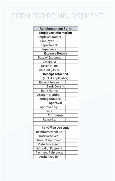 Image result for Expense Reimbursement Form Template