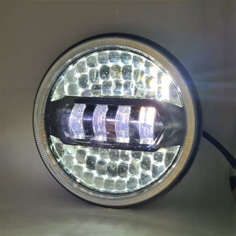 LIU HJG 7 Inch Diamond Cut Round Led Headlight Fits in Royal Enfield a ...