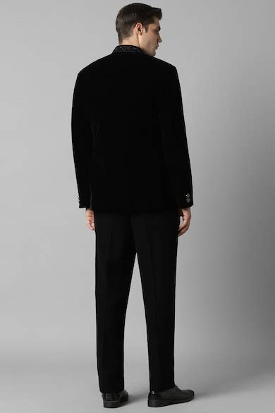 Louis Philippe Bandhgala, Men Black Regular Fit Embellished Bandhgala ...