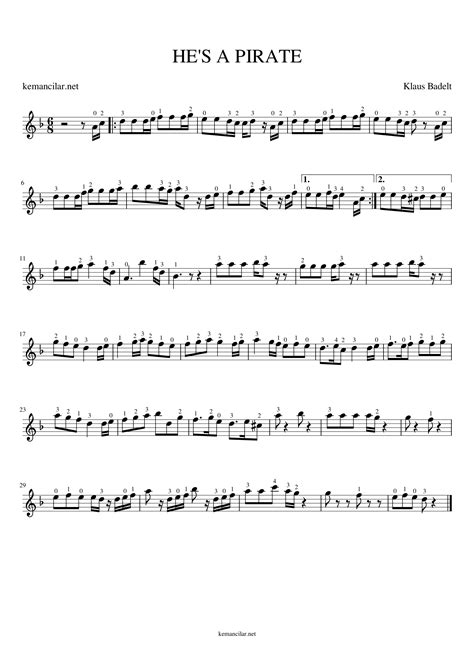 Pirates of The Caribbean Violin Sheet Music – Free Sheet Music