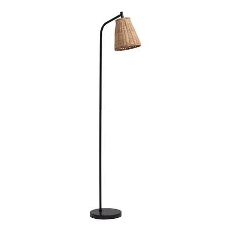 Natural Wicker and Black Metal Floor Lamp by World Market | Floor lamp ...