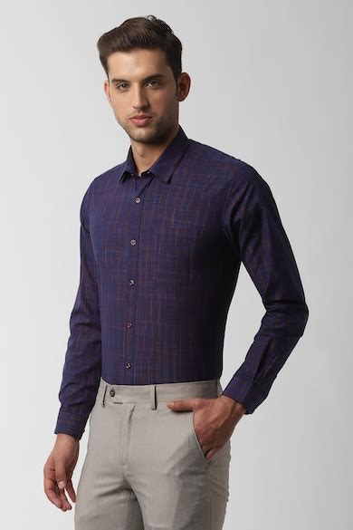 Buy Men Navy Regular Fit Formal Full Sleeves Formal Shirt Online ...