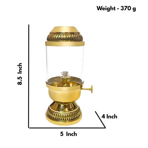 Elegant Brass Oil Akhand Jyot Diya With Adjustable Bati ( Large, 300 m ...