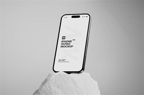 3 Sights of iPhone 15 Pro Mockup with White Rock Free Download ...