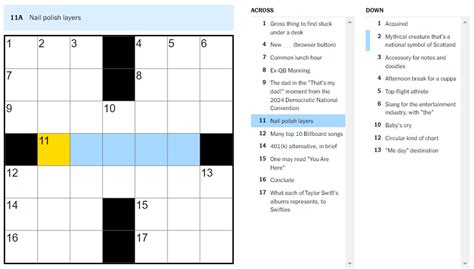 'Nail polish layers' NYT Mini Crossword puzzle clue answer and hints