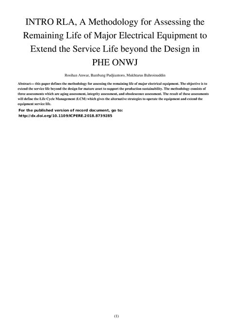 Icpere - N.a - INTRO RLA, A Methodology for Assessing the Remaining ...