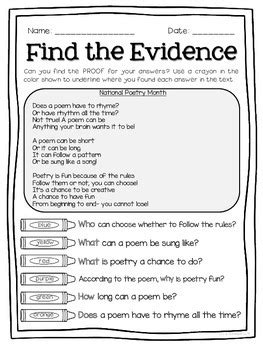 Image result for 2nd Grade Text Evidence Examples PDF