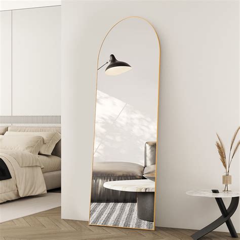Gianna 71"x26" Arched Full Length Mirror with Stand Aluminum Frame ...