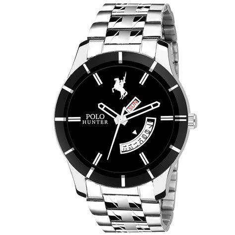 Polo Hunter Day and Date Chain Analogue Men's Watch(Black Dial,1218 ...