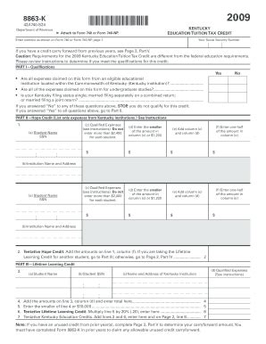 Fillable Online revenue ky Form 8863 k 2014 fillable Fax Email Print ...