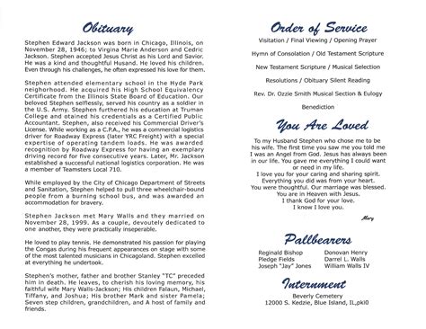 Stephen E Jackson Obituary | AA Rayner and Sons Funeral Homes