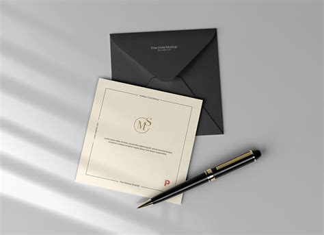 Free Square Invitation Card & Envelope Mockup PSD - Good Mockups