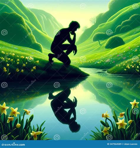 Greek mythology Narcissus stock illustration. Illustration of love ...