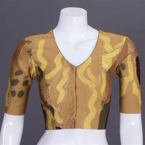 Brown Batik Printed Cotton Blouse 10070222 – Avishya.com