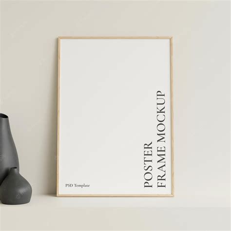 Premium PSD | Minimalist front view vertical wooden photo or poster ...