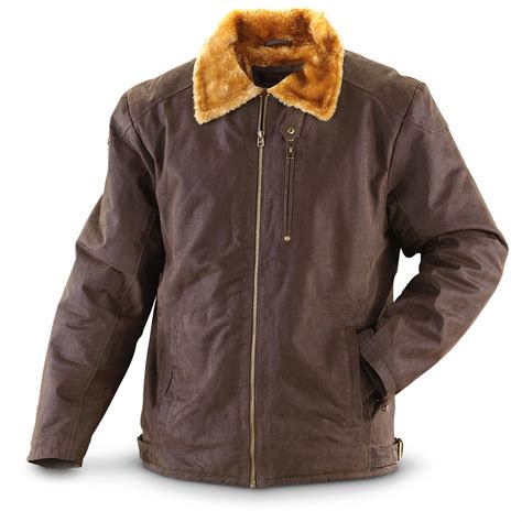 Guide Gear® Distressed Leather Aviator Jacket - 294726, Insulated ...