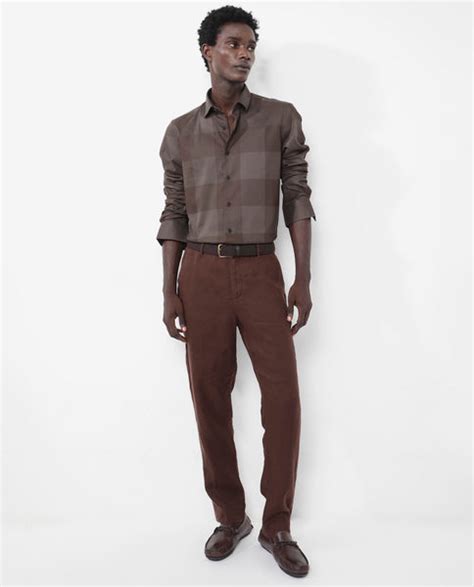 Rare Rabbit Men's Santhe Olive Cotton Checked Print Regular Fit Full S