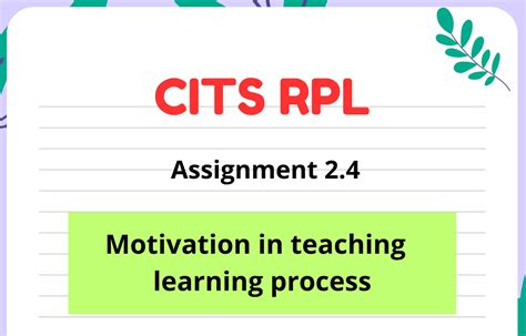 Assignment for Lesson 2.4: Motivation in teaching learning process